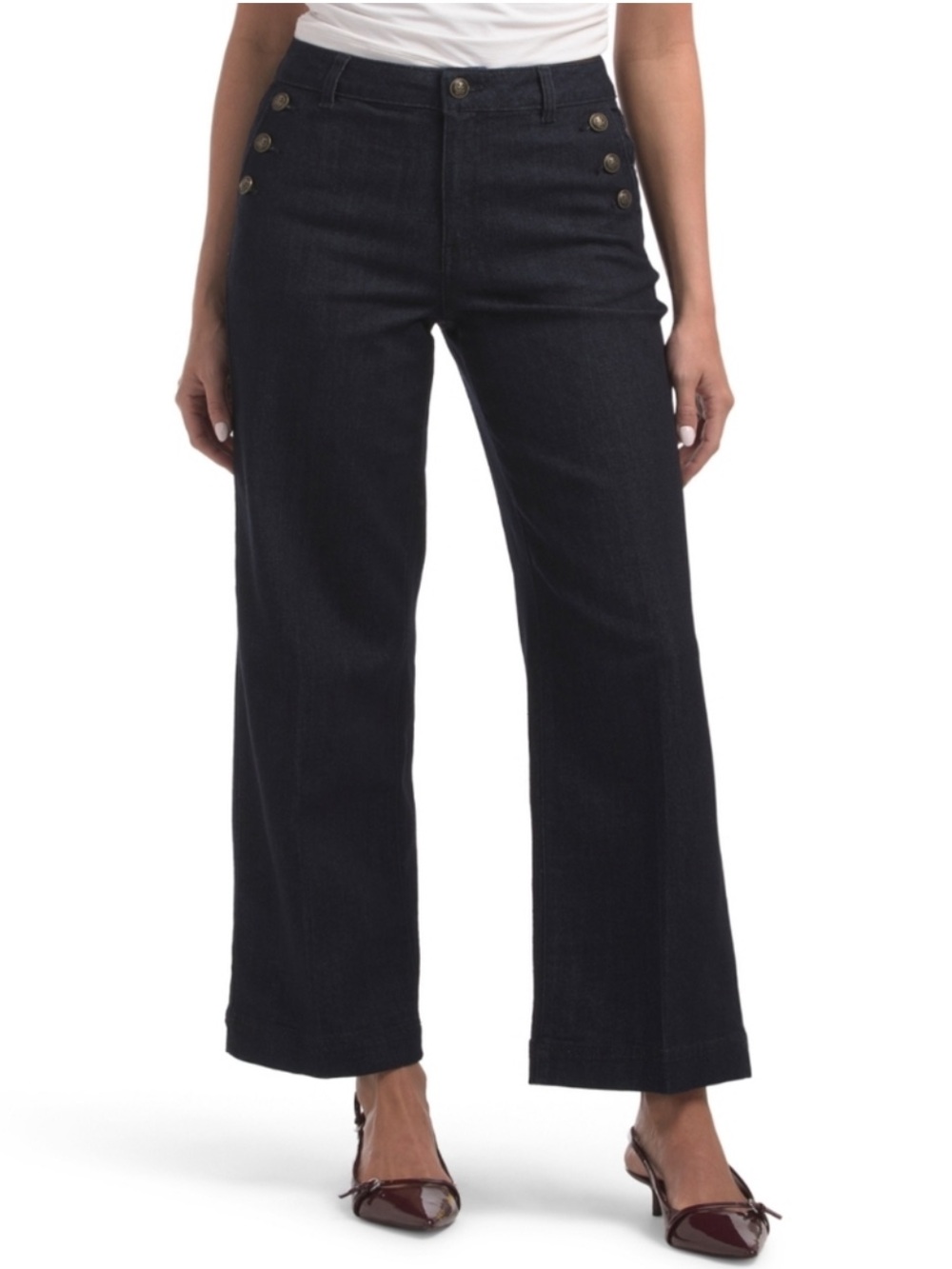 Rachel Zoe Women's High-rise Waist Sailor Button Wide Leg Jeans NEW Size 4